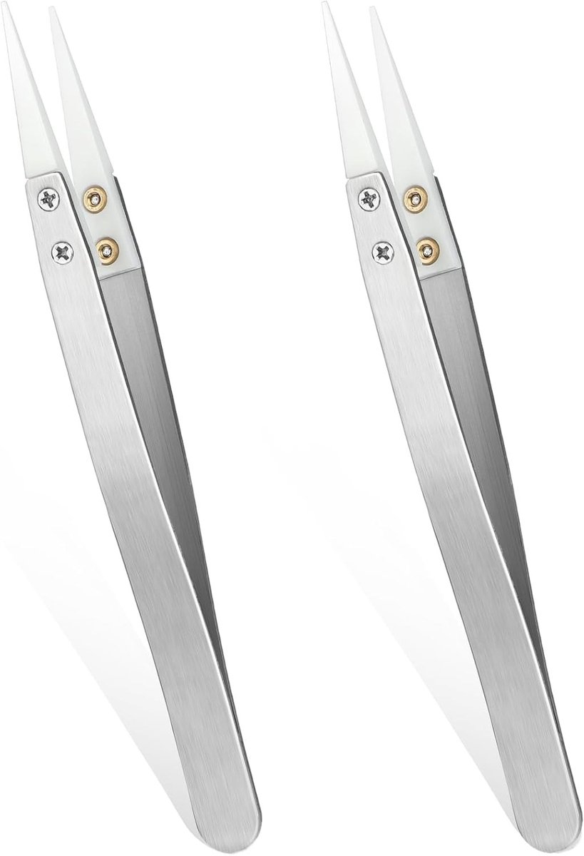 Set van 2 Professionele Keramische Pincetten voor Precisiewerk, Modelbouw, Elektronica en Laboratoriumtoepassingen