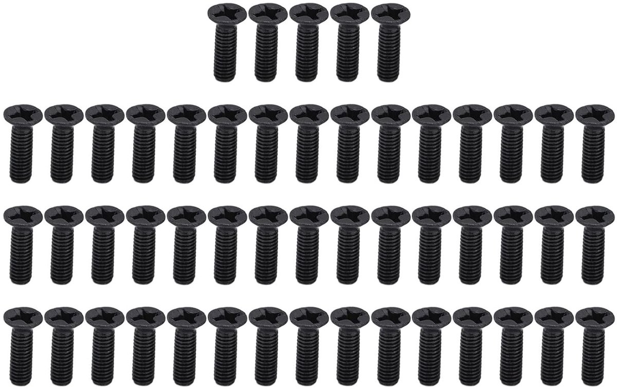 Set van 50 verzonken kruiskopschroeven DIN 965, zwart gegalvaniseerd, M3 x 10, ideaal voor precisietoepassingen en machinebouw