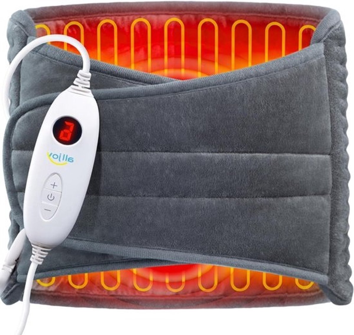 Verwarmingskussen Elektrisch - Warmtekussen Rug - Pijnverlichting Verwarmen - Verstelbare Tailleband - 120 cm - Grijs