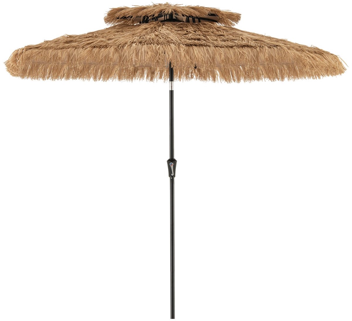 SureDeal® - Parasol - Hoge Hawaïaanse Stijl - Stokjes Zwengel - Kanteling Palapa - Strand - 267x247 cm - Natuurlijk
