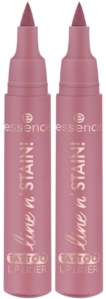 essence line n’ STAIN! Tattoo Lip Liner No. 01 – Rood – 2 Stuks / 2,5 ml – Langhoudende Lipliner met Staining Effect – Vegan & Parfumvrij