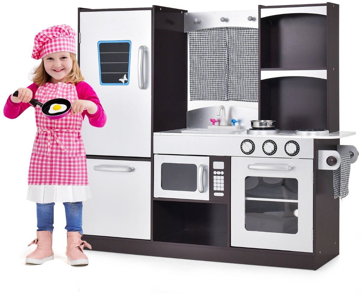 SureDeal® - Rollenspell - Kinderkeuken - Koelkast Houten Speelkeuken - Speelaccessoires - Kinderen Vanaf Jaar - 97x30x95 cm - Koffie