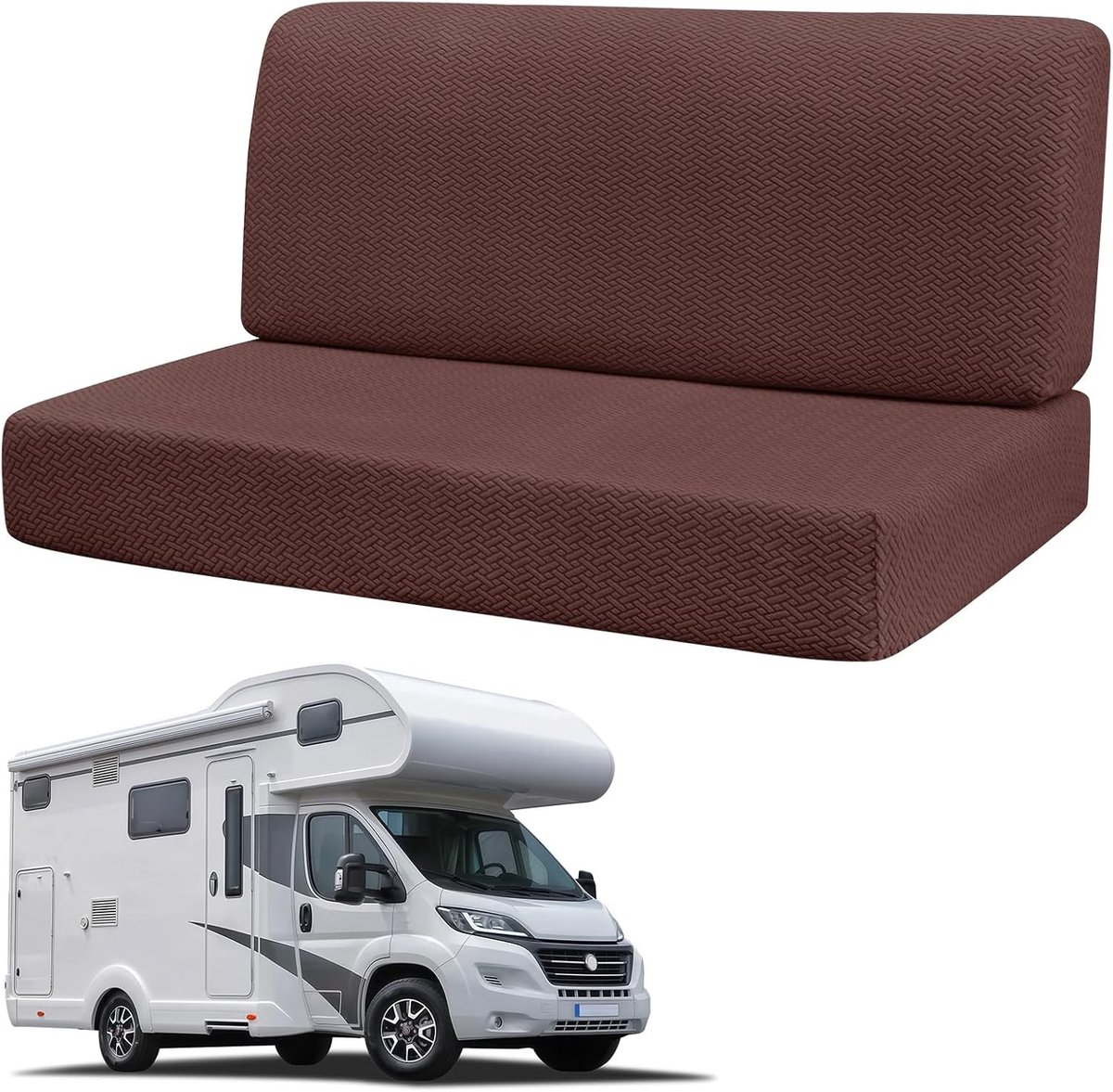 Verstelbare en Wasbare Zitkappen voor Caravan - Set van 2, Antislip en Geschikt voor Camping, Beige