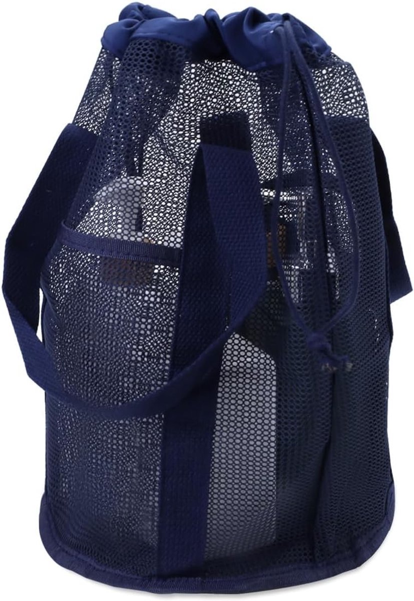 Draagbare en zandvrije douche tas met trekkoord, ideaal voor camping, reizen en gymgebruik, met 1 vak voor toiletartikelen en accessoires