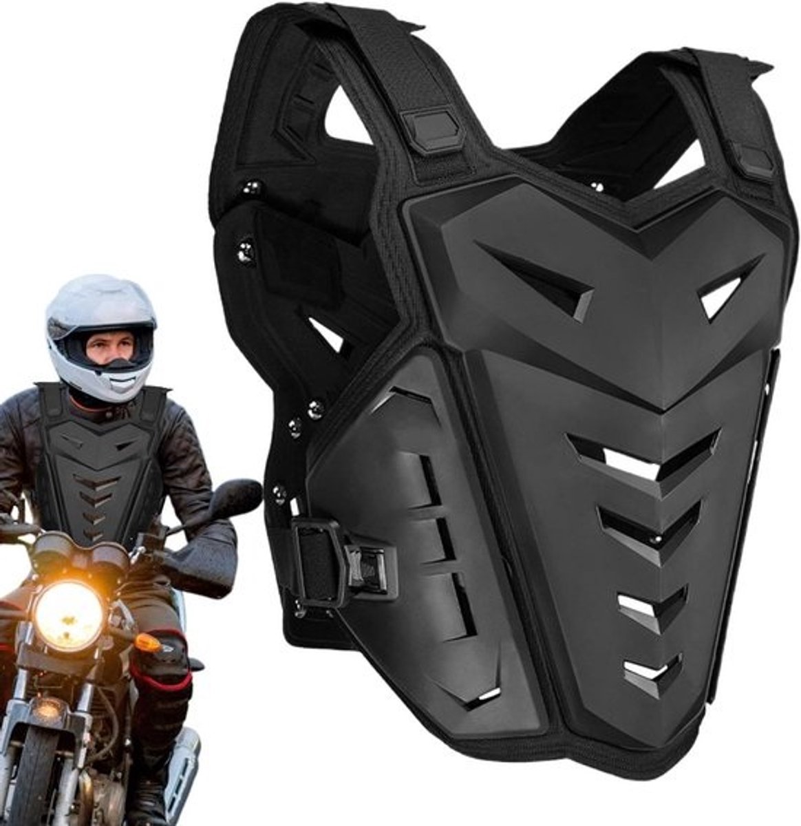 Motorfiets Beschermvest - Rugprotector Vest - Motorrijden Bescherming - Schokbestendig Ontwerp - Universele Maat - Zwart
