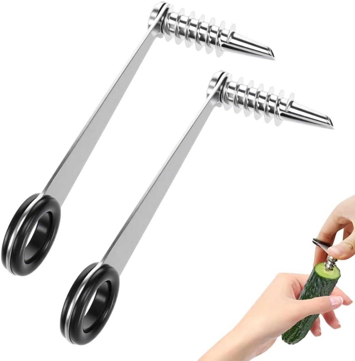 Handmatige Spiral Cutter voor Creatieve Groenten en Fruit - 2 Stuks RVS Twister Spiral voor Aardappelen, Wortelen, Courgette, Komkommer en Appel