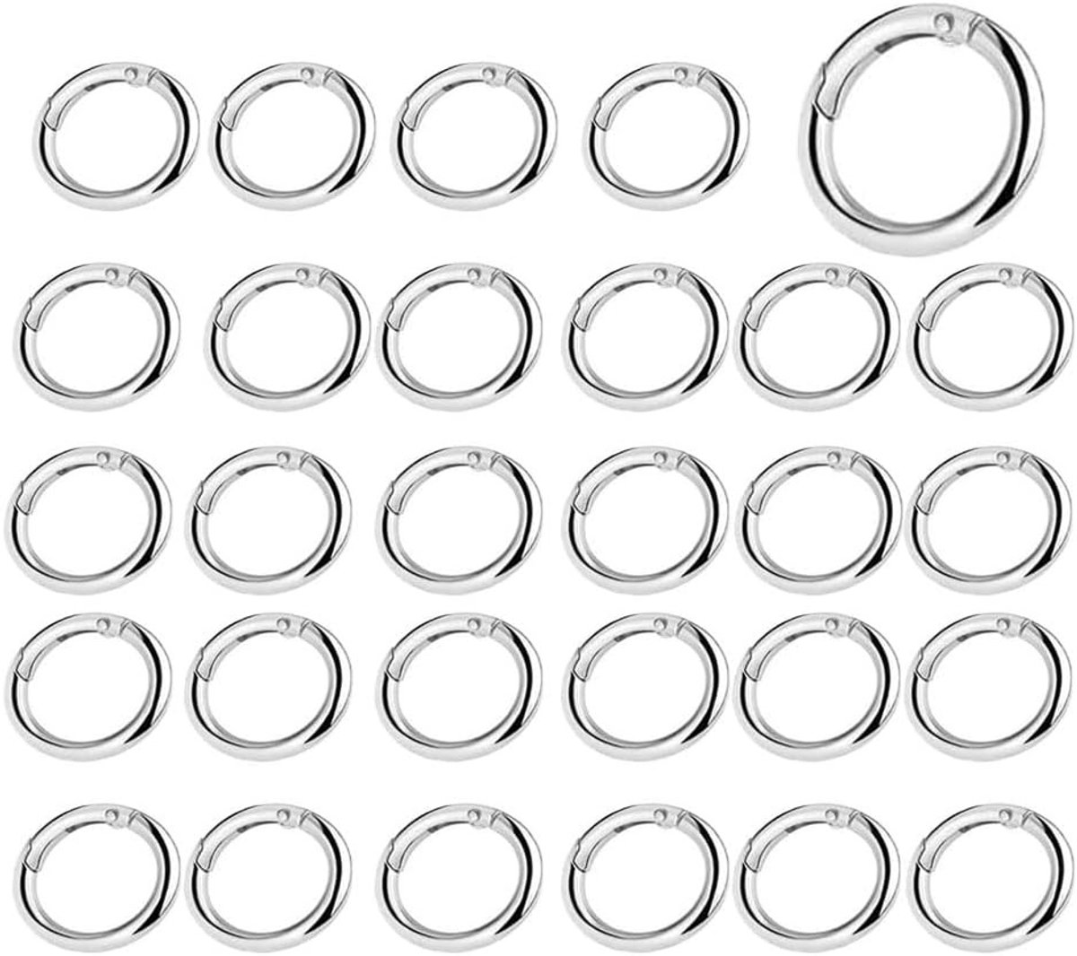Ronde Carabiner Haken, 40 Stuks, Voor Sleutelhangers en Rugzakken, Stevige O-Ringen, Handig voor Dagelijks Gebruik