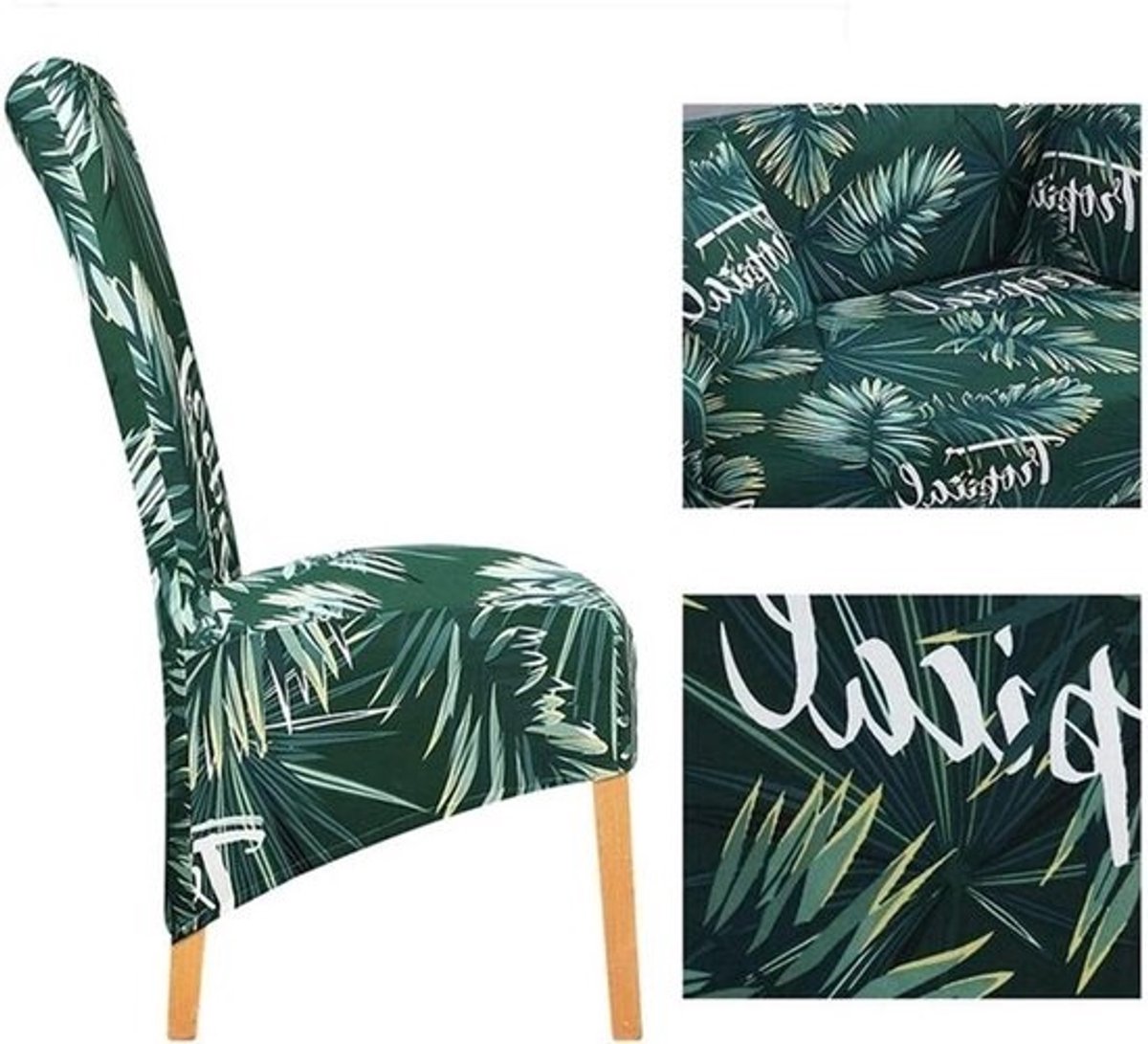 Stoelhoezen XL - Stoelbekleding Hoge Rug - Eetkamer Decoratie - Kreukvrij Spandex Materiaal - 2 stuks - K314 Bloemen