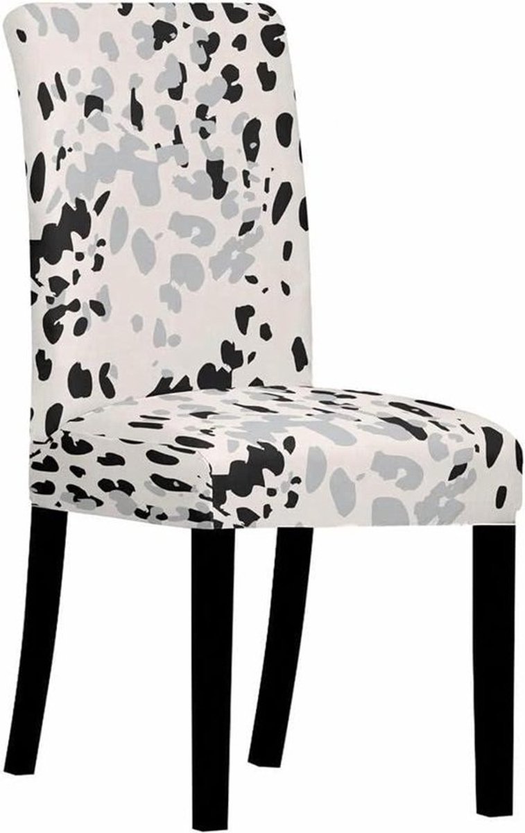 Stoelhoezen Eetkamerstoel - Stoelbeschermers Slipcovers - Meubels Beschermen - Rekbaar Materiaal - 42-58cm Rughoogte - Zwart Wit Vlekken
