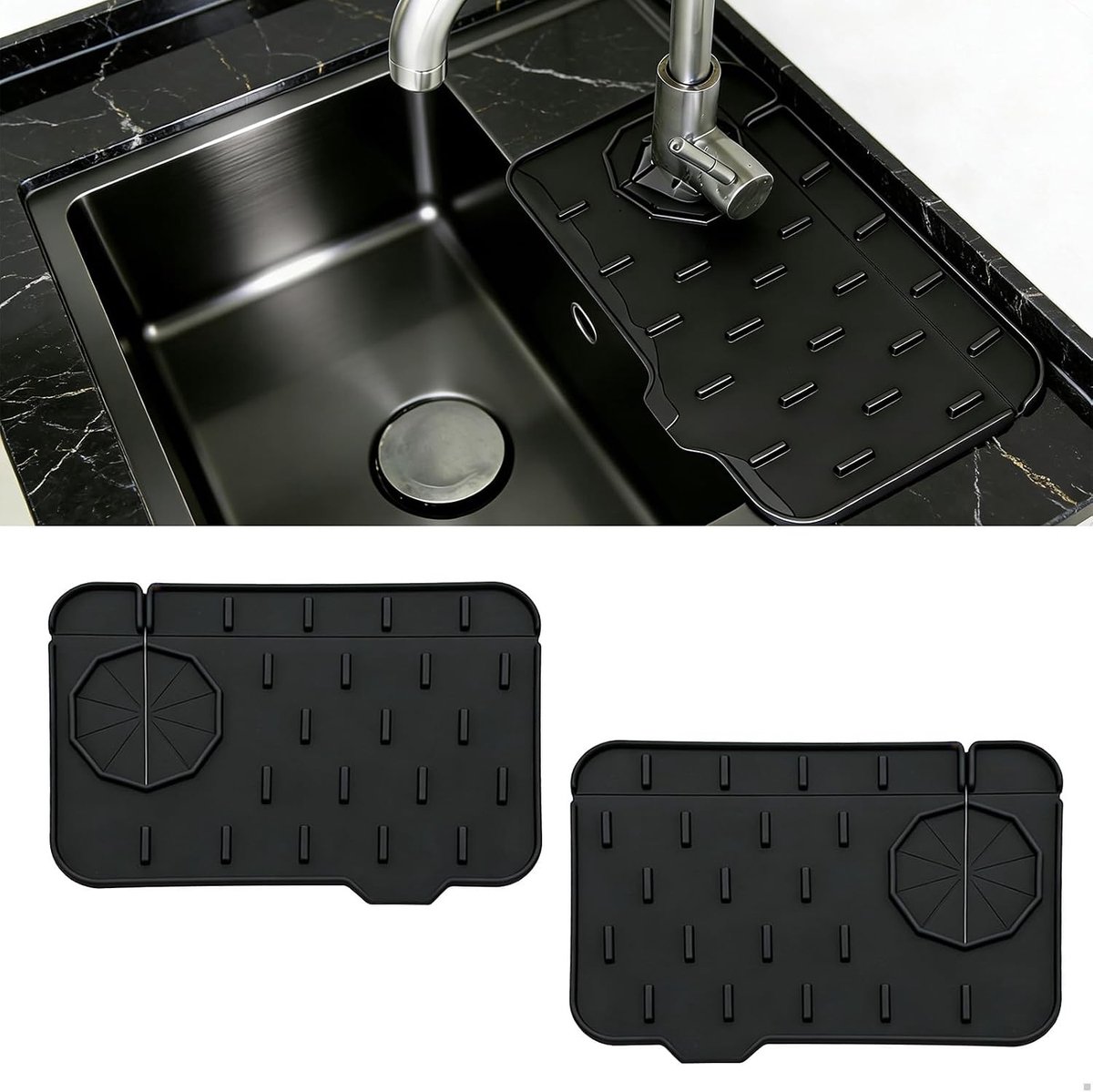 Keukenkranen Bescherming met Silicone Handgrepen en Afvoermat - Universele Pasvorm voor Taps tot 6.5cm, Set van 2