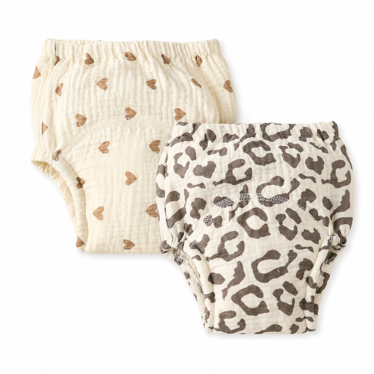 Oefenbroekjes Zindelijkheid | Set van 2 | Zindelijkheidsbroekjes | Oefenbroekjes | Hartjes & Panterprint | 13 tot 18KG