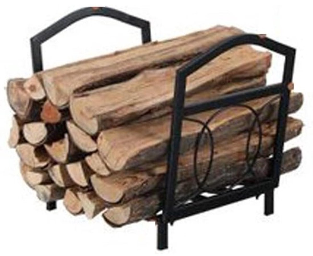 Brandhoutrek Vorm - Houtopslag Open Haard - Haardhout Opslaan - Eenvoudige Montage - 43x33x40 cm - Zwart