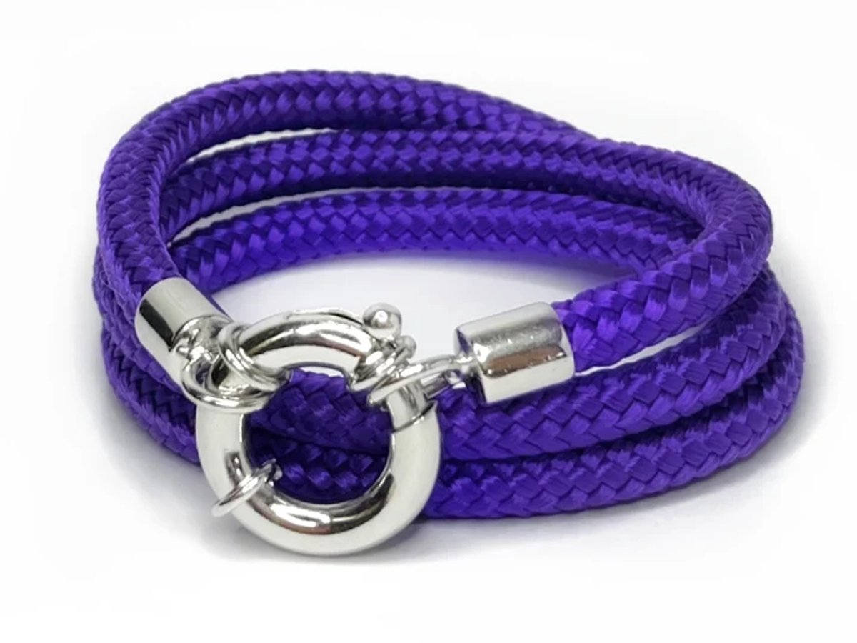 NIEUW! Jolla - dames wikkelarmband - zilver - touw - Classic Rope - Paars