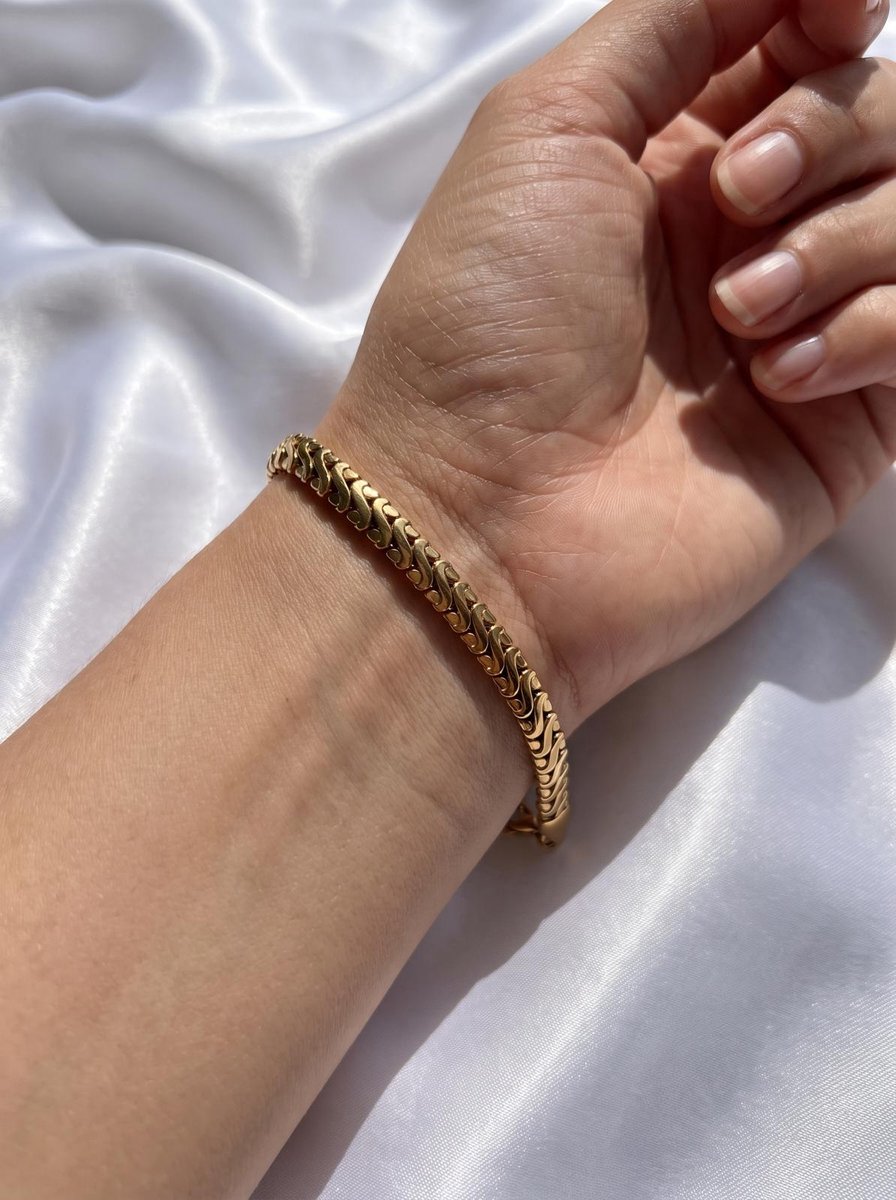 Anelplus Dames Armband – Goudkleurig – Elegante Schakelarmband – Vlecht Design – Stijlvolle Armband voor Dames