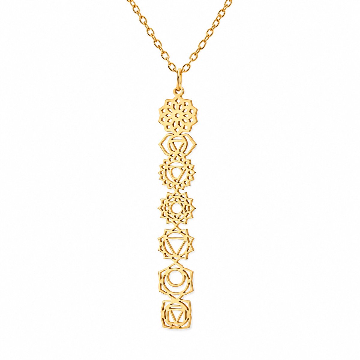 LGT JWLS - Dames ketting - Goudkleurig edelstaal - 7 chakra symbolen