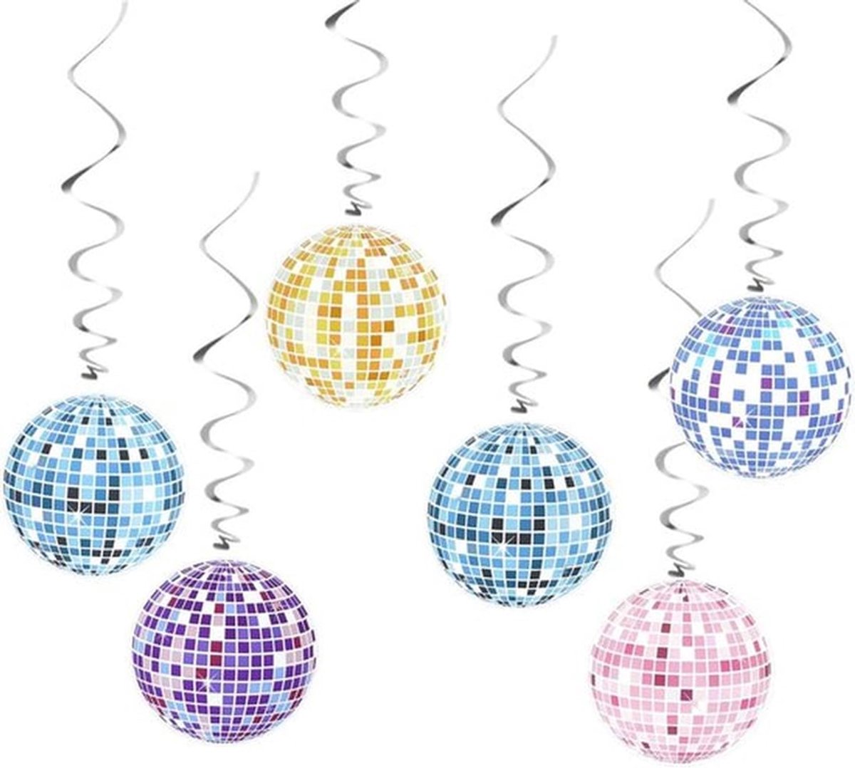 Opknoping Swirls voor 70s Disco Party Decoraties - Folie Swirls Streamers voor Retro Disco Verjaardagsfeest - Set van 8