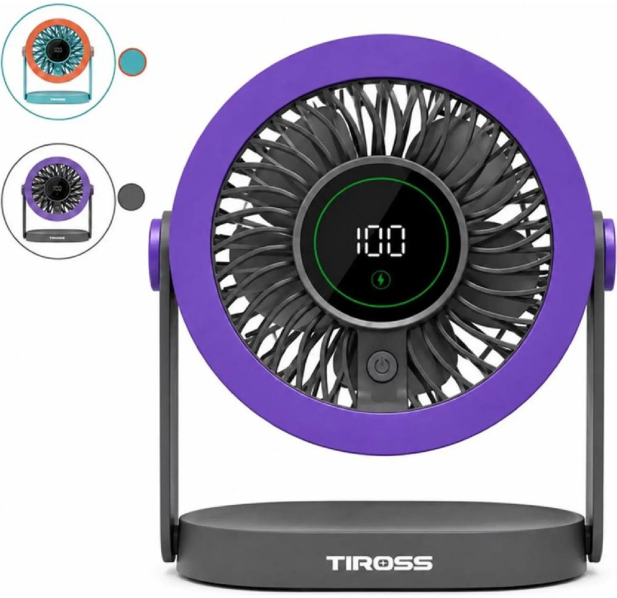 Tiross TS-3421 - Bureauventilator - LED Display - 100-Snelheden - USB-C