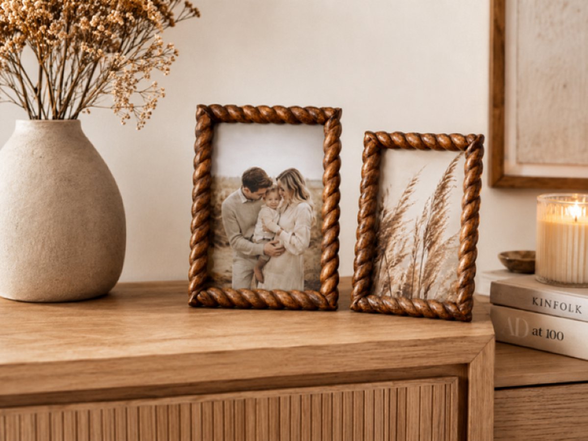 House of Nature Mango houten fotolijst - Nostalgische foto houder - 10 x 15 cm Bruin