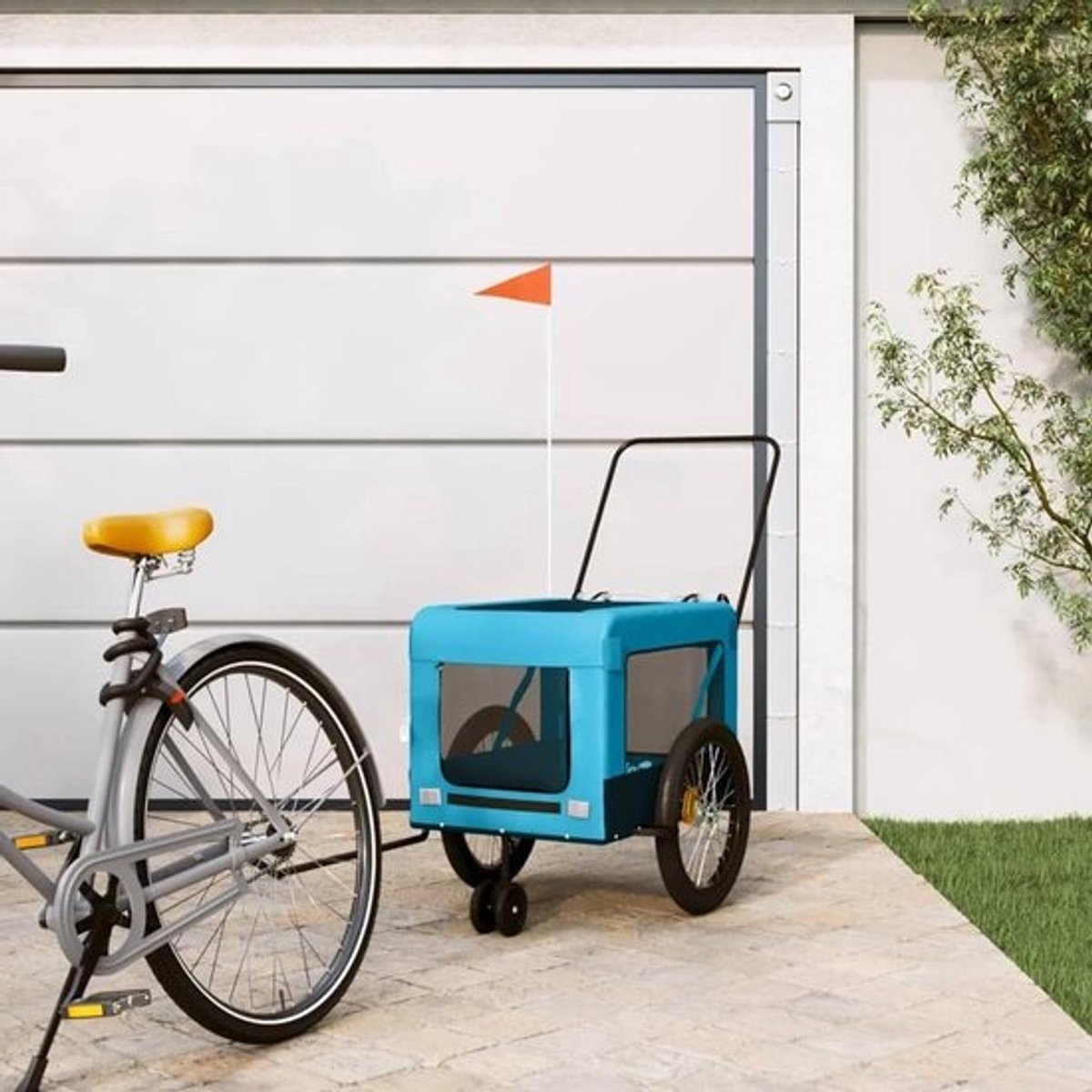 Fietskar Huisdier - Honden Aanhanger - Comfortabel Reizen - Robuust IJzeren Frame - 63 x 123 x 66 cm