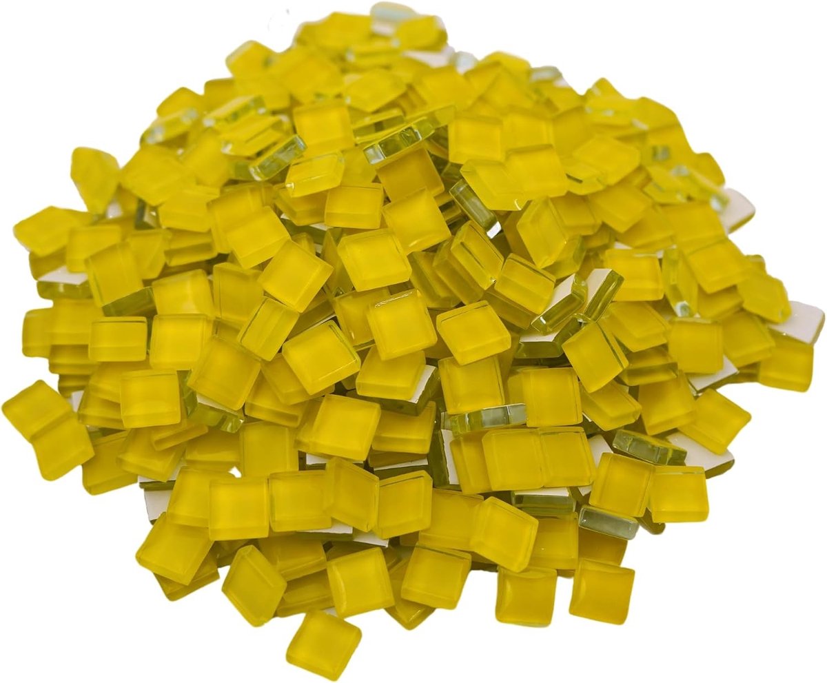 Vierkante Kristallen Mozaïektegels 1cm voor DIY in Badkamer, Woonkamer en Keuken - Geel, 0.5kg