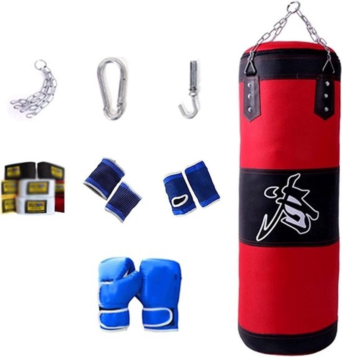 Bokszak Set - Zandzak Boksen - Kracht Training - Stevige Naden - 80cm - Rood
