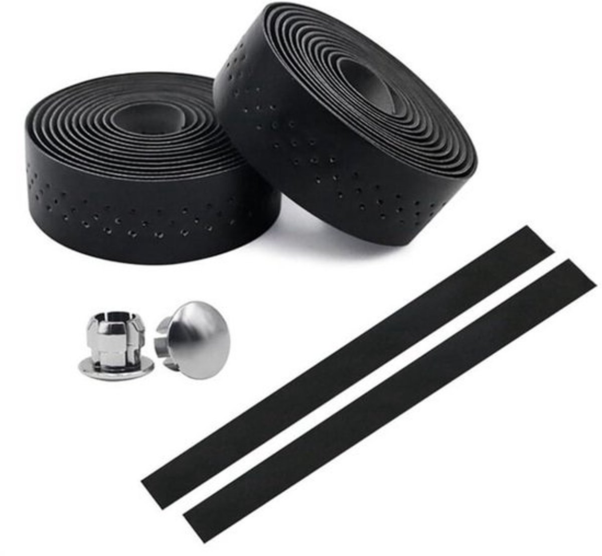 Fietsstuurband - Stuurtape PU Leer - Comfortabel Fietsen - Zweetabsorberend Ademend - 1 paar - Zwart