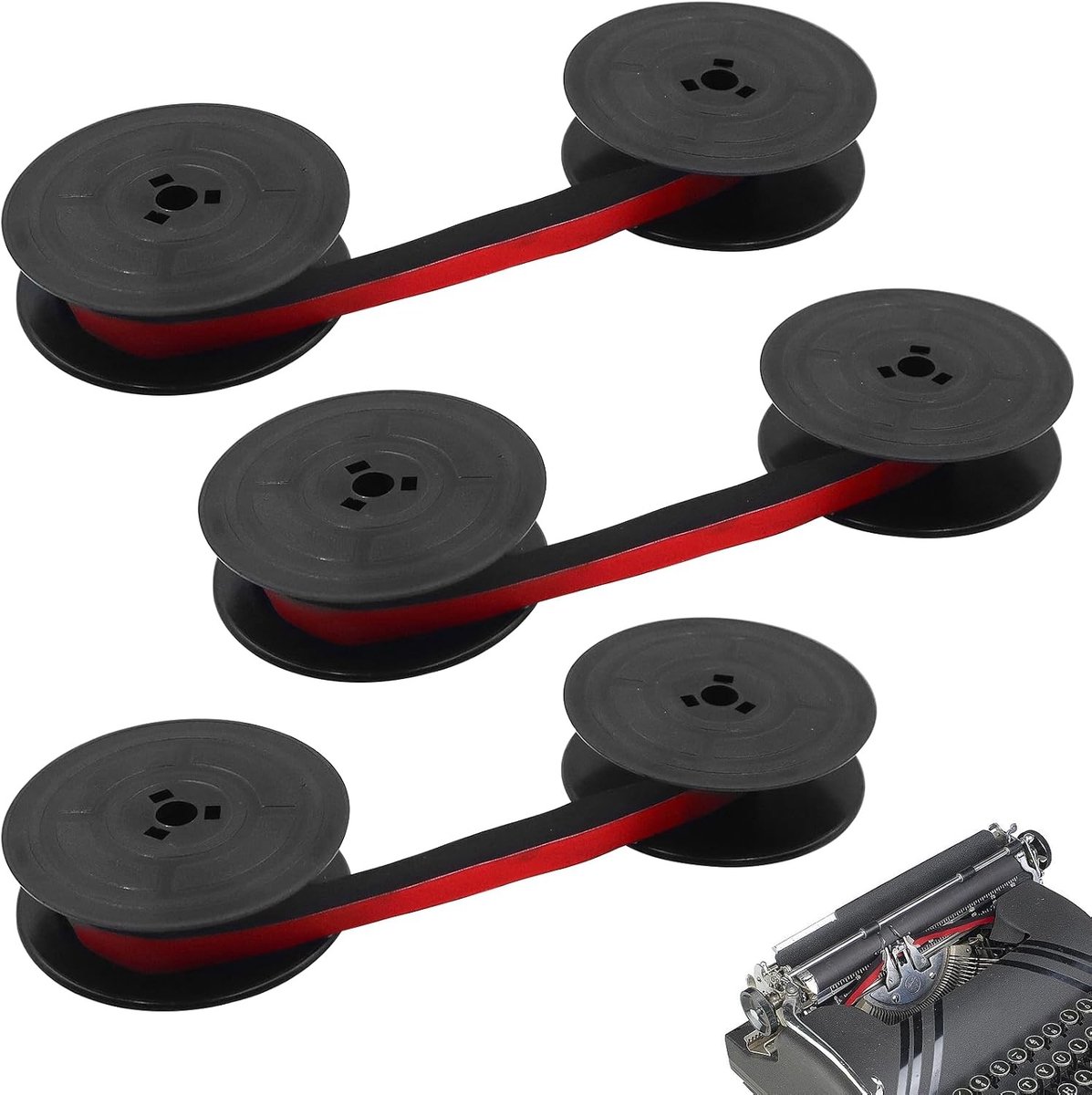 3-pack typewriter ribbon zwart/rood – Hoogwaardige inktlinten voor creatieve en professionele toepassingen, ideaal voor helder en nauwkeurig afdrukken