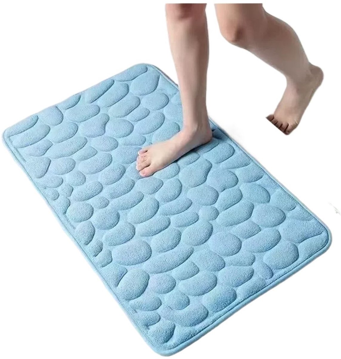 Gebogen Badmat - Antislip met Kiezelpatroon - Hemelsblauw 40 x 60 cm