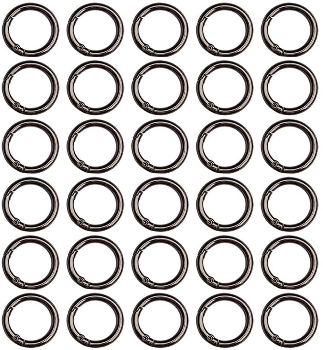 Set van 30 Ronde Carabiner Haken - Zwart