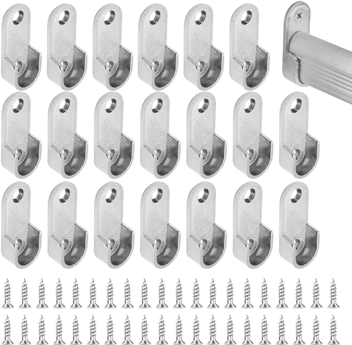 Wandbeugel voor Hangrail - 16mm Steun voor Gordijnen (20 Stuks)