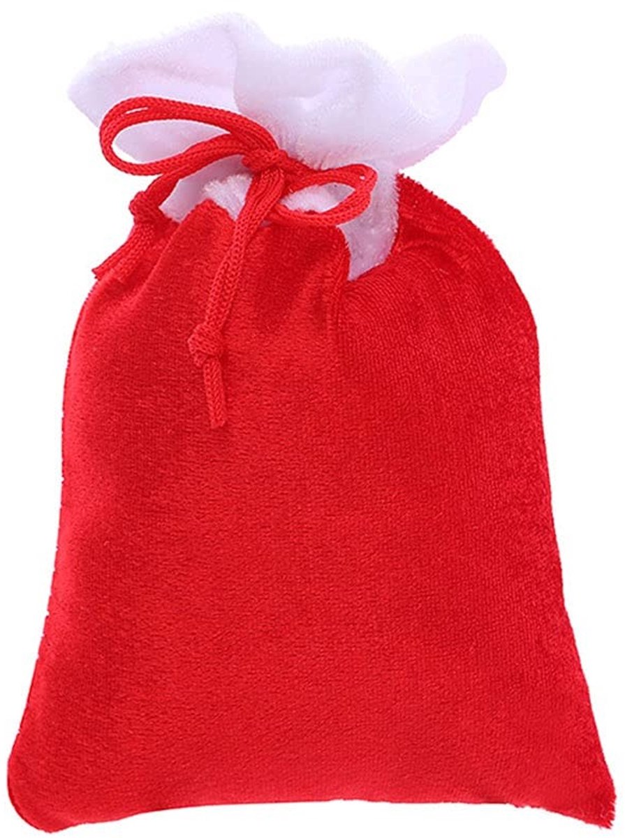 24 Stuks Kerstzakjes - Rood, Herbruikbare Cadeauzakjes met Trekkoord