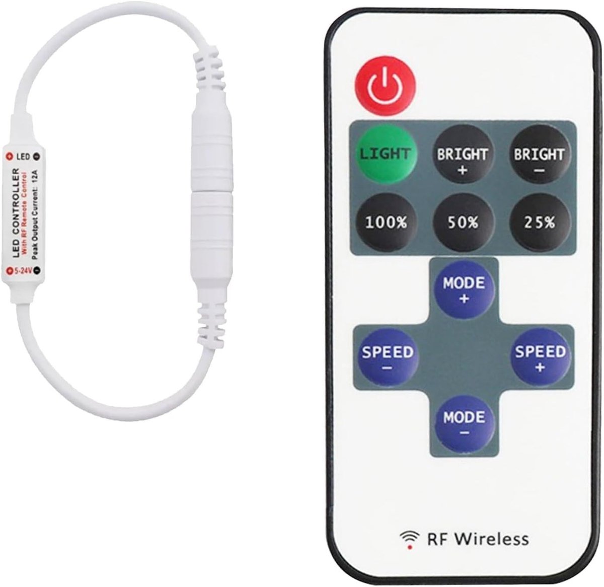 Afstandsbediening met 11 Knoppen voor 5-24V DC Dimmer, Geschikt voor LED Strips en SMD 5050 3528 2835 5630