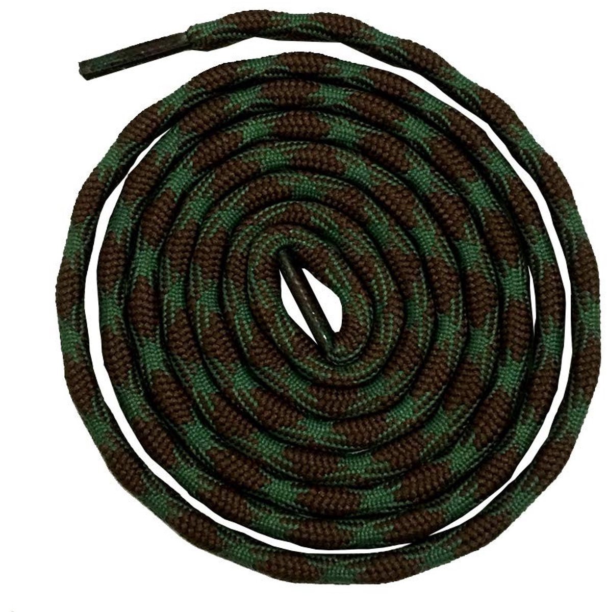 Antislip Ronde Schoenveters - Golfvormig voor Laarzen en Wandelschoenen - Bruin en Legergroen 120 cm