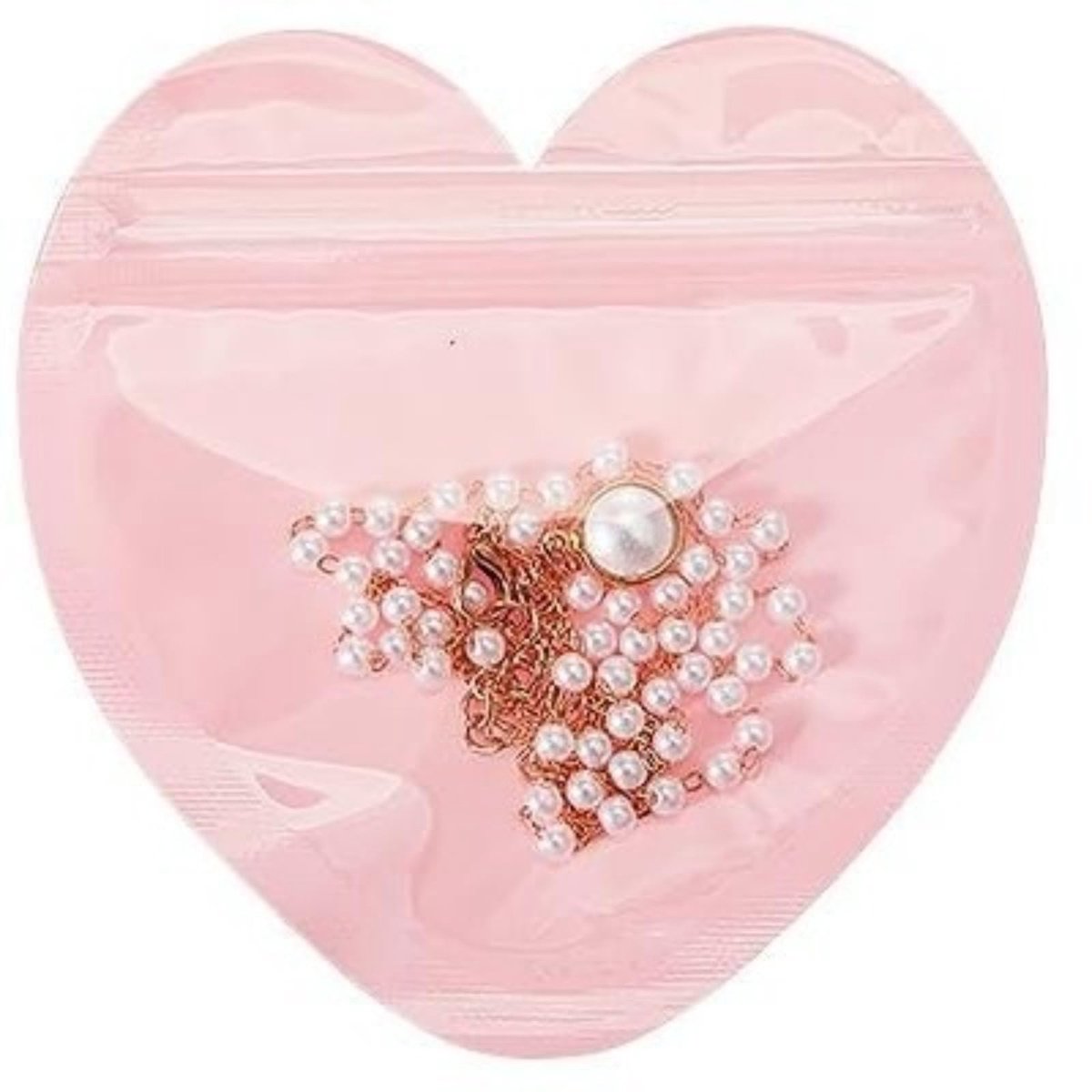 Hartvormige Sieraden Zak - Roze 10 x 10 cm - 100 Stuks