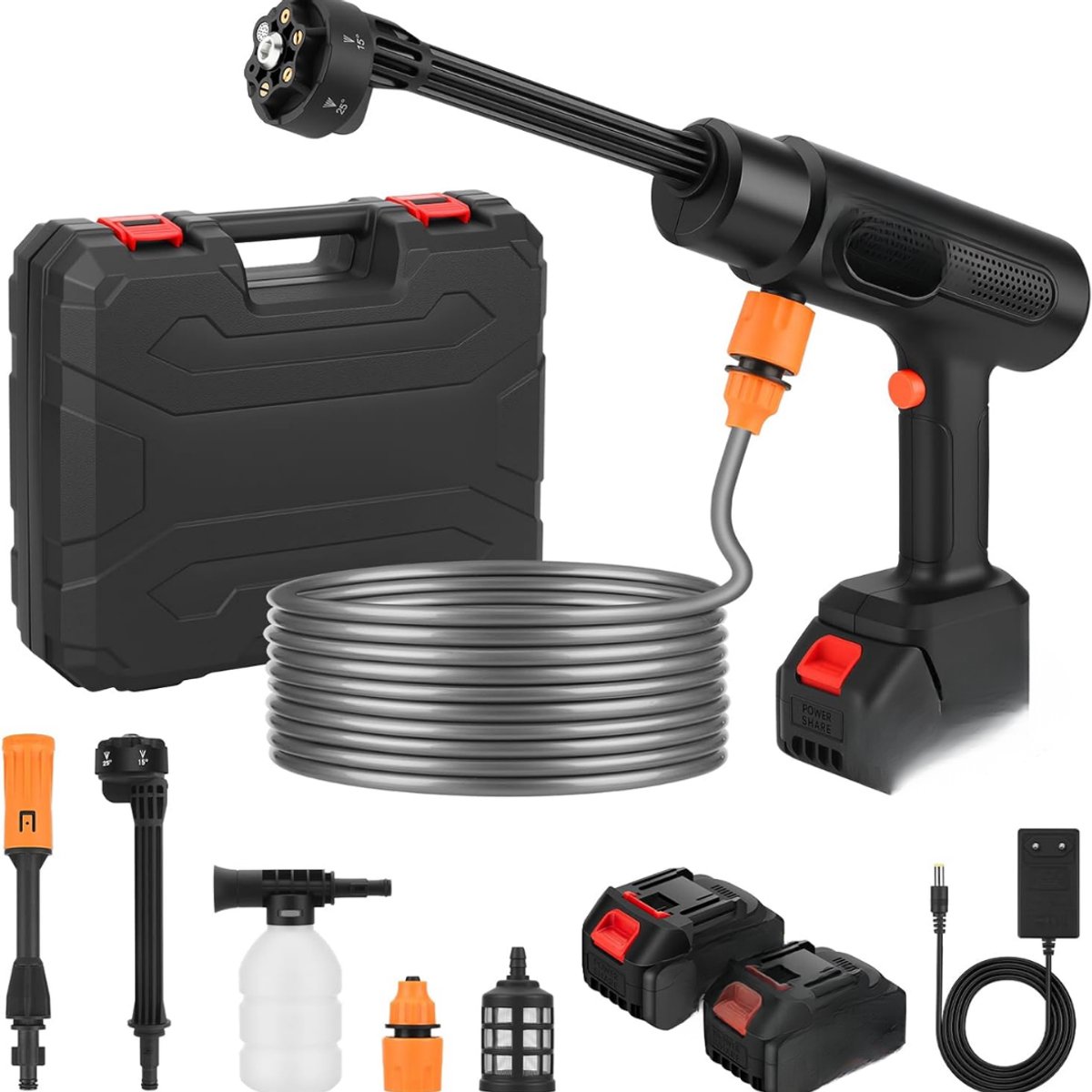 NIVA® Hogedruk Reiniger Auto - Draadloze Hogedrukreiniger - Hogedrukreiniger Auto - Zwart - 46cm x 8cm x 26cm
