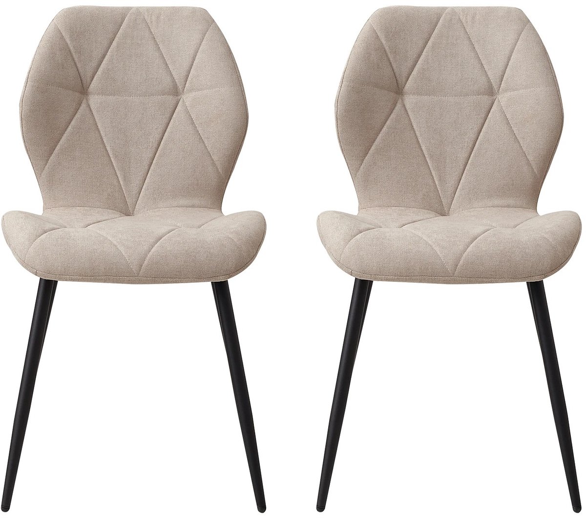 Brandistry - Eetkamer Stoelen - Stoelen - Eetkamer - Set Van 2 - Moderne Eetkamerstoelen - Stalen Poten - 48x42x86 - Beige