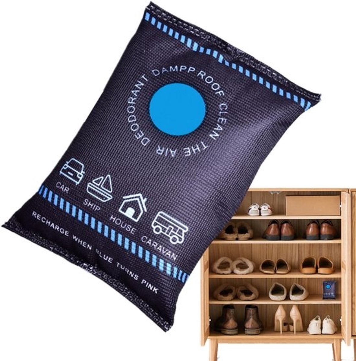 Herbruikbare Vocht vanger - Droogzak Auto - Vocht Regulatie - Lekvrije Kralen - 100g - Blauw