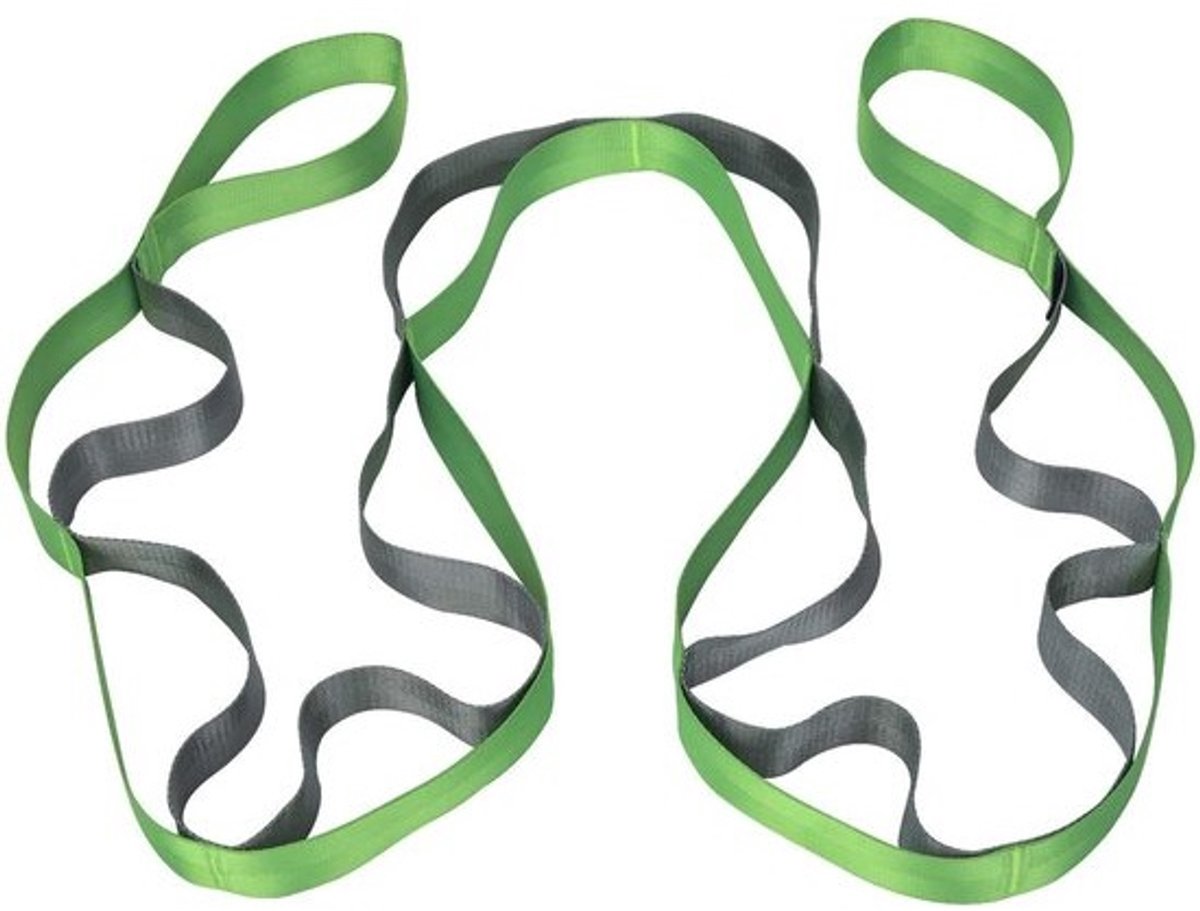 Yoga Riem - Stretchband Pilates - Verhoog Bewegingsbereik - 12 Lus Ontwerp - 2.49L x 0.04B meter - Groen