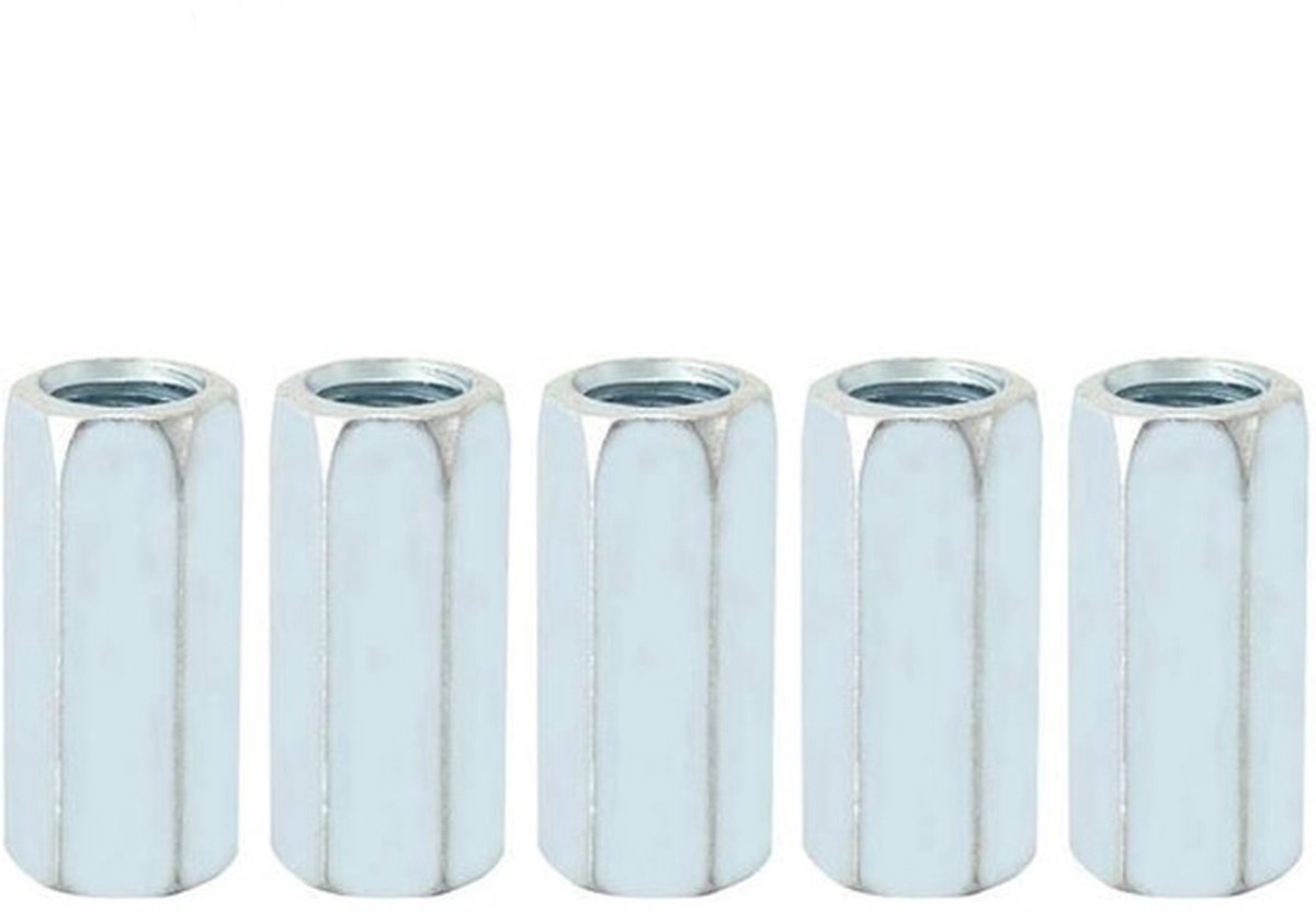 M12 x 40 Spiraal Moeren - 5 Stuks Verchroomd Staal Hexagonaal