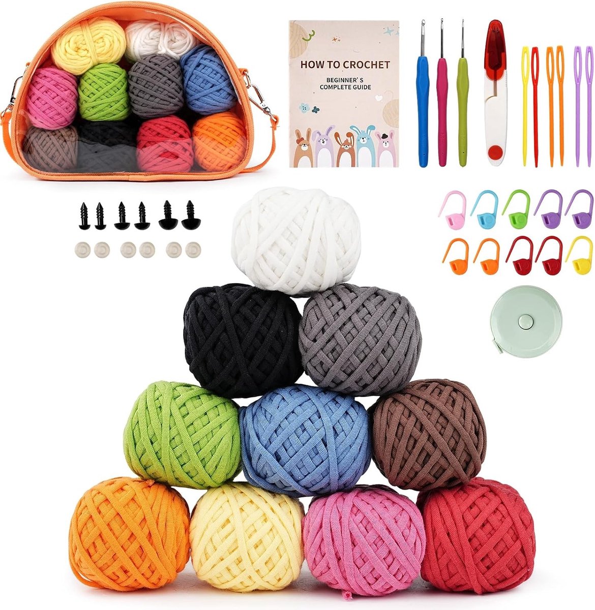 36-delige Haaknaald Set voor Beginners, Inclusief 3 Haaknaalden, Draagbare Haaknaalden met 10 Wollen Tas, Haakaccessoires voor Volwassenen en Reizen, Ideaal voor Creatieve Projecten
