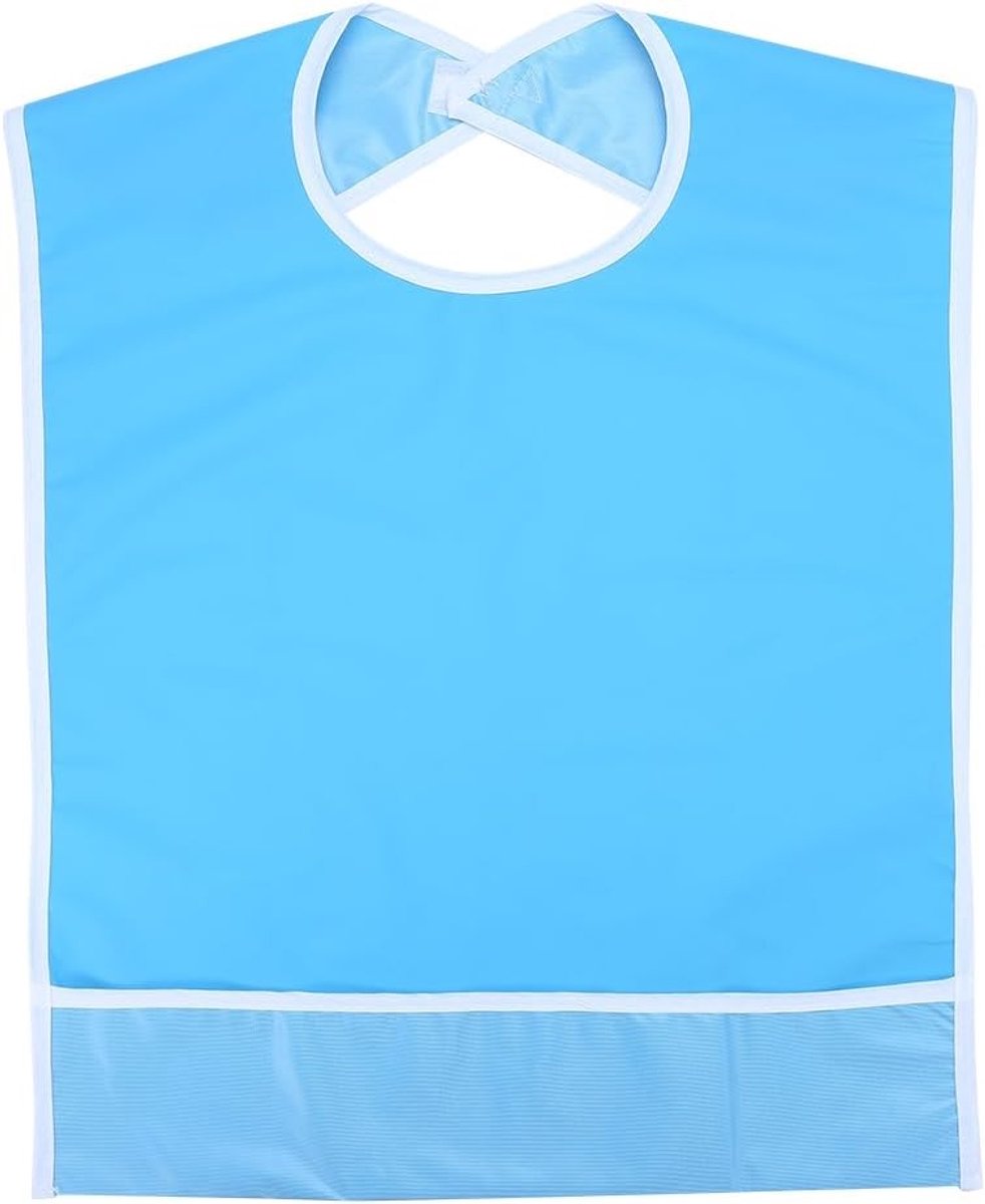 Waterdichte Eetbib voor Volwassenen, Wasbare Kledingbeschermer voor Ouderen en Mensen met Beperkingen, 50 x 80 cm Blauw