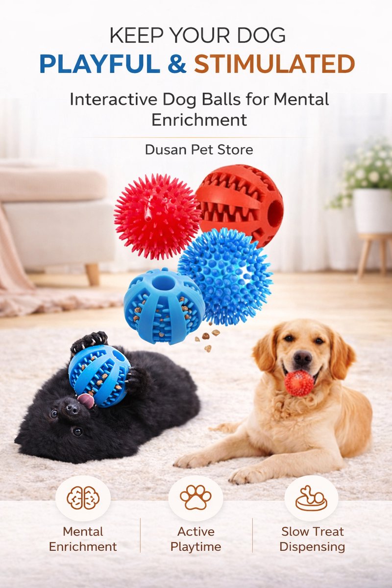 4-delige set hondenspeelgoed met knijpballen en snoepballen – geel, rood en groen, Ø 5 cm – interactief speeltje voor kleine en middelgrote honden