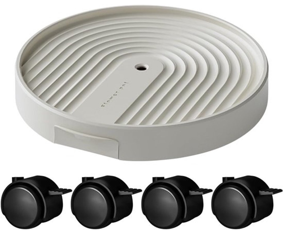 Planten Roller - Bloempot Onderstel - Moeiteloos Verplaatsen - Met Afwatering - 26 cm Diameter - Wit