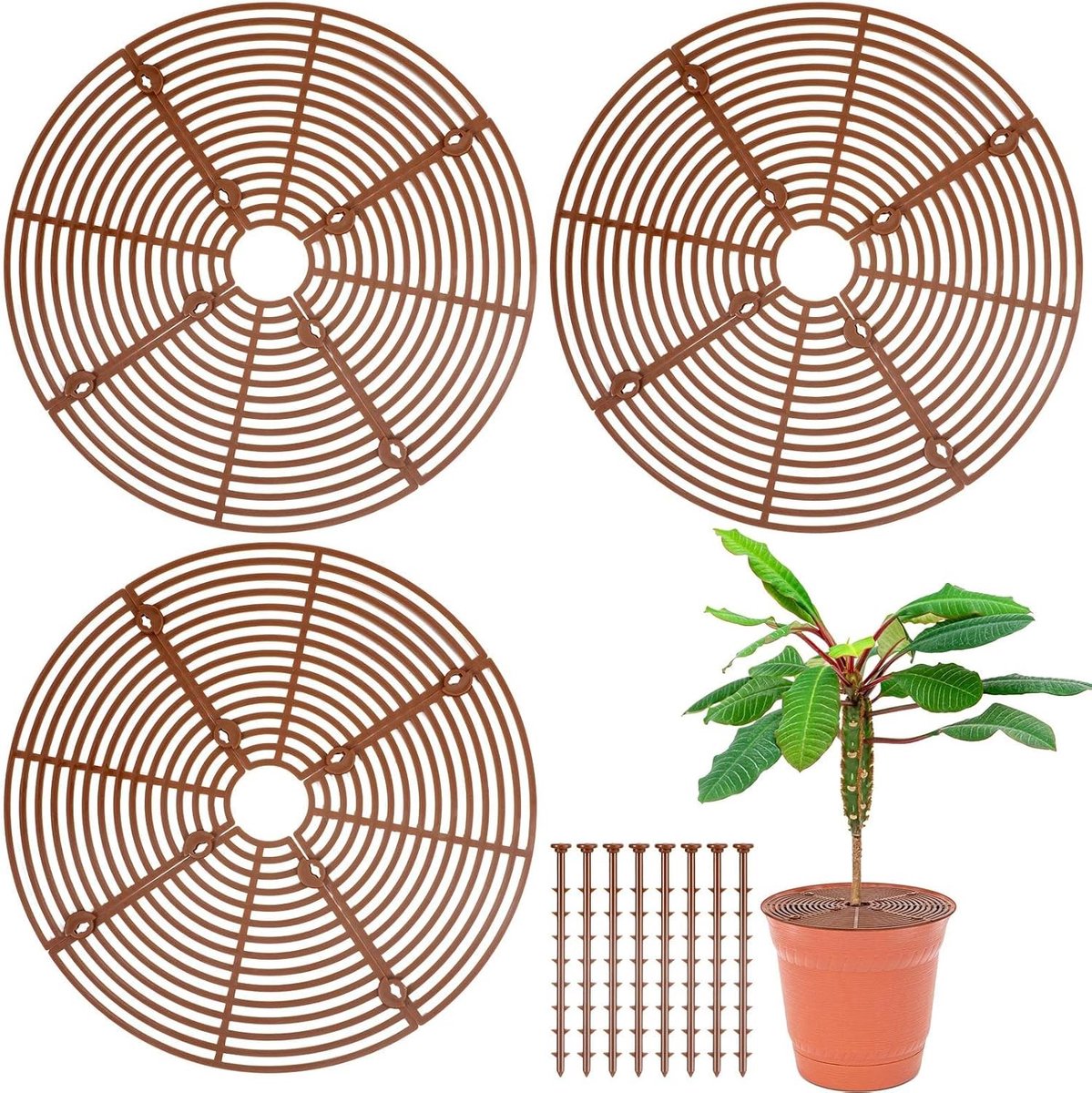 Ronde Beschermhoezen voor Bloempotten, 3 Stuks, Kattenbescherming, 30 cm, Plantbescherming, Weerbestendige Potbedekking