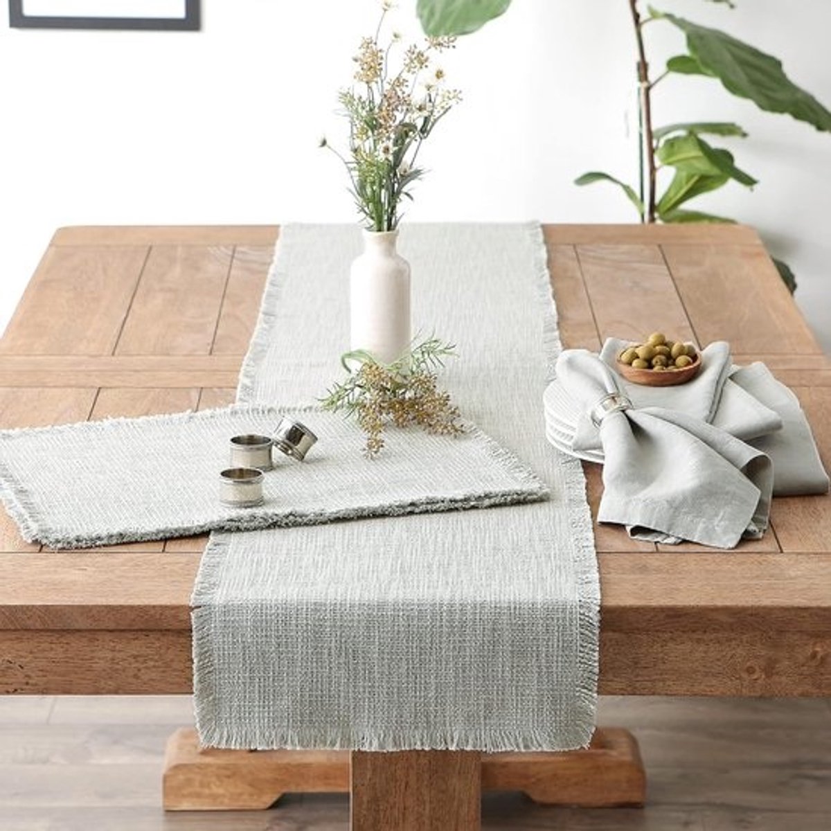 Tafelloper Katoen - Tafel Runner - Tafel Decoratie - Machinewasbaar - 145x72 inch - Lichte regen