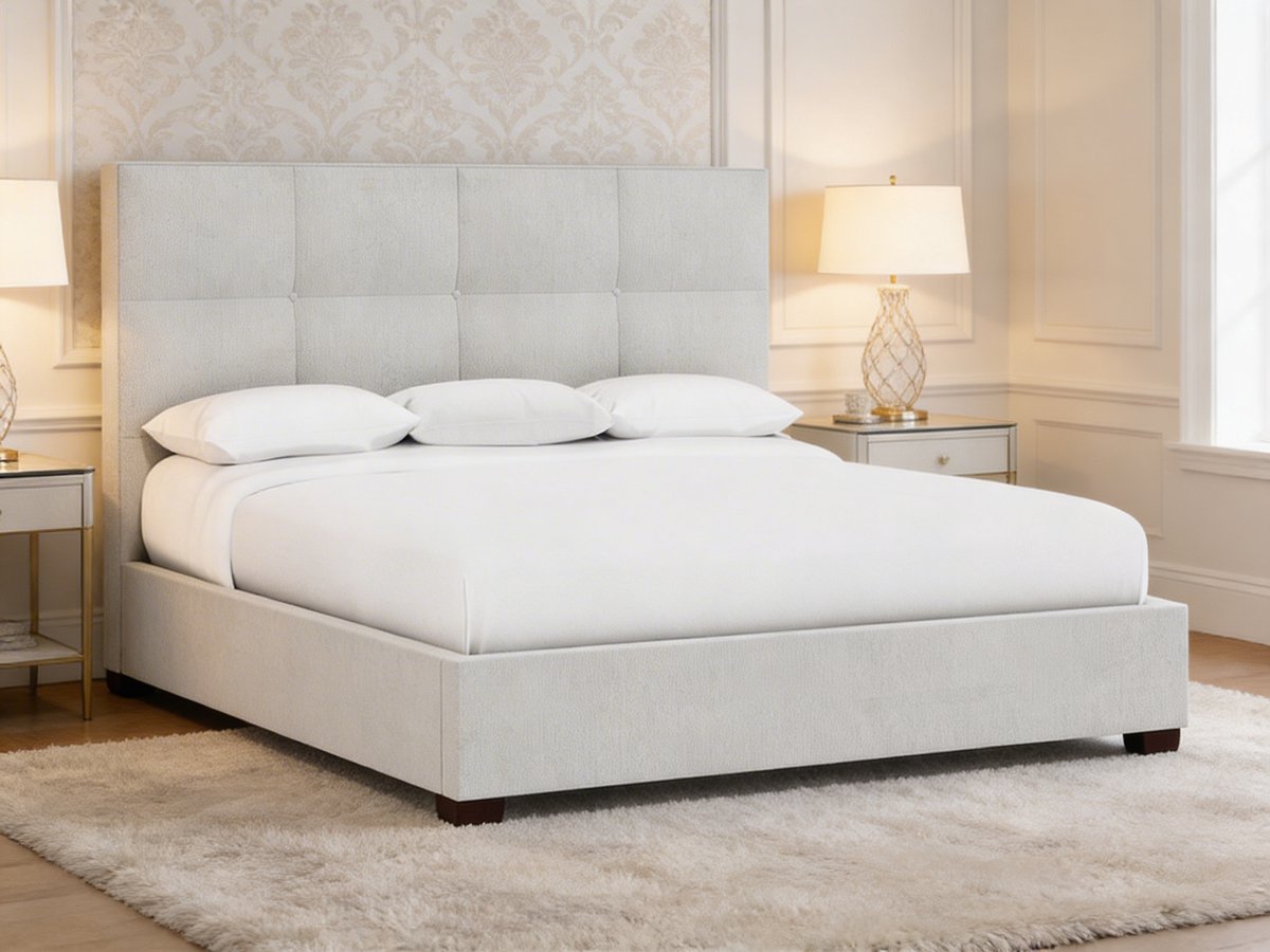 Milvoro Light Grey Boxspring – Koningstijl – Luxe Lichtgrijze Boxspring – Modern Design Bed – Comfortabel Hotelbed
