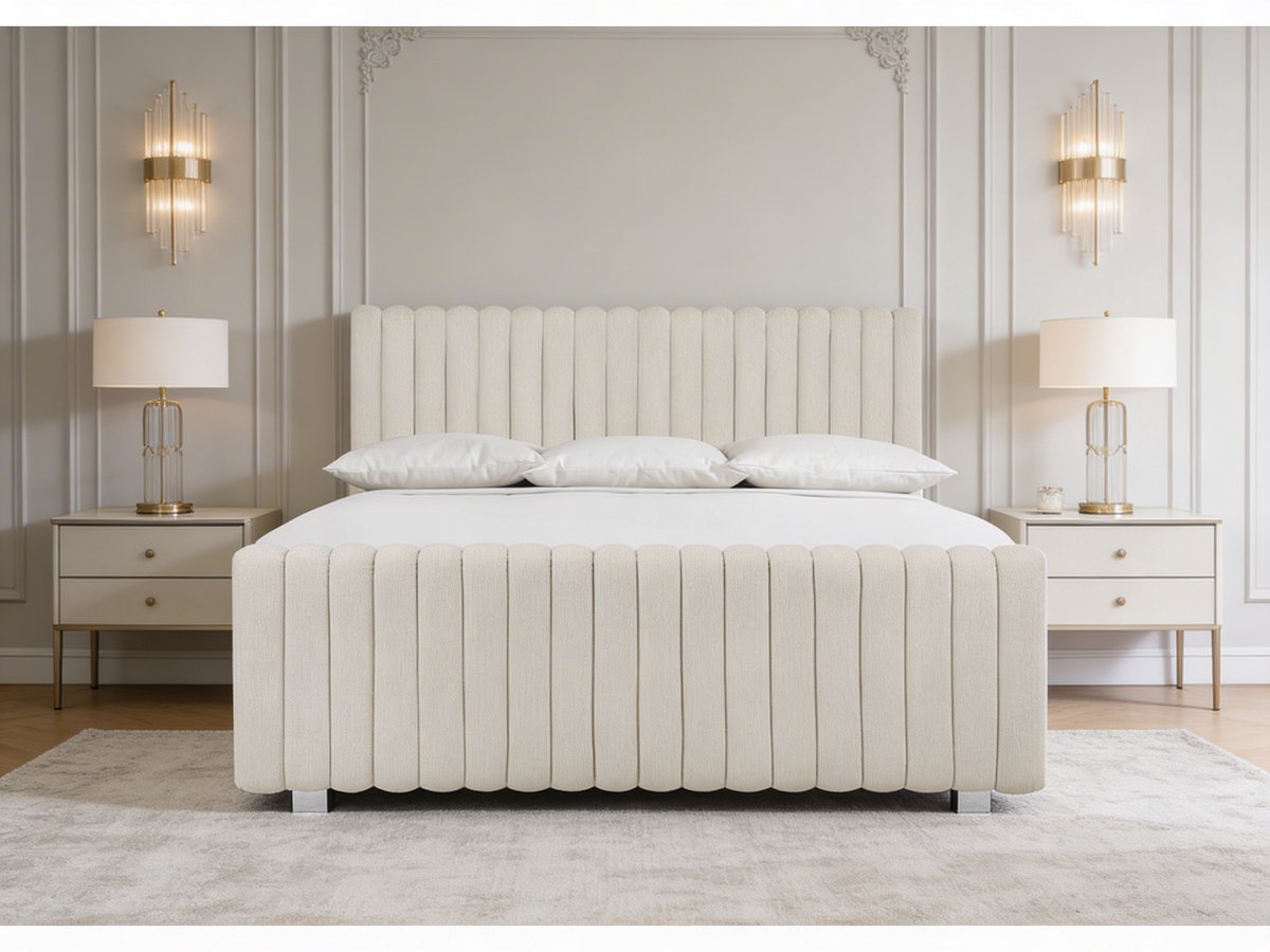 Rosavelle Creme Boxspring – Koningstijl – Luxe Crème Boxspring – Elegant Design Bed – Comfortabel Hotelbed
