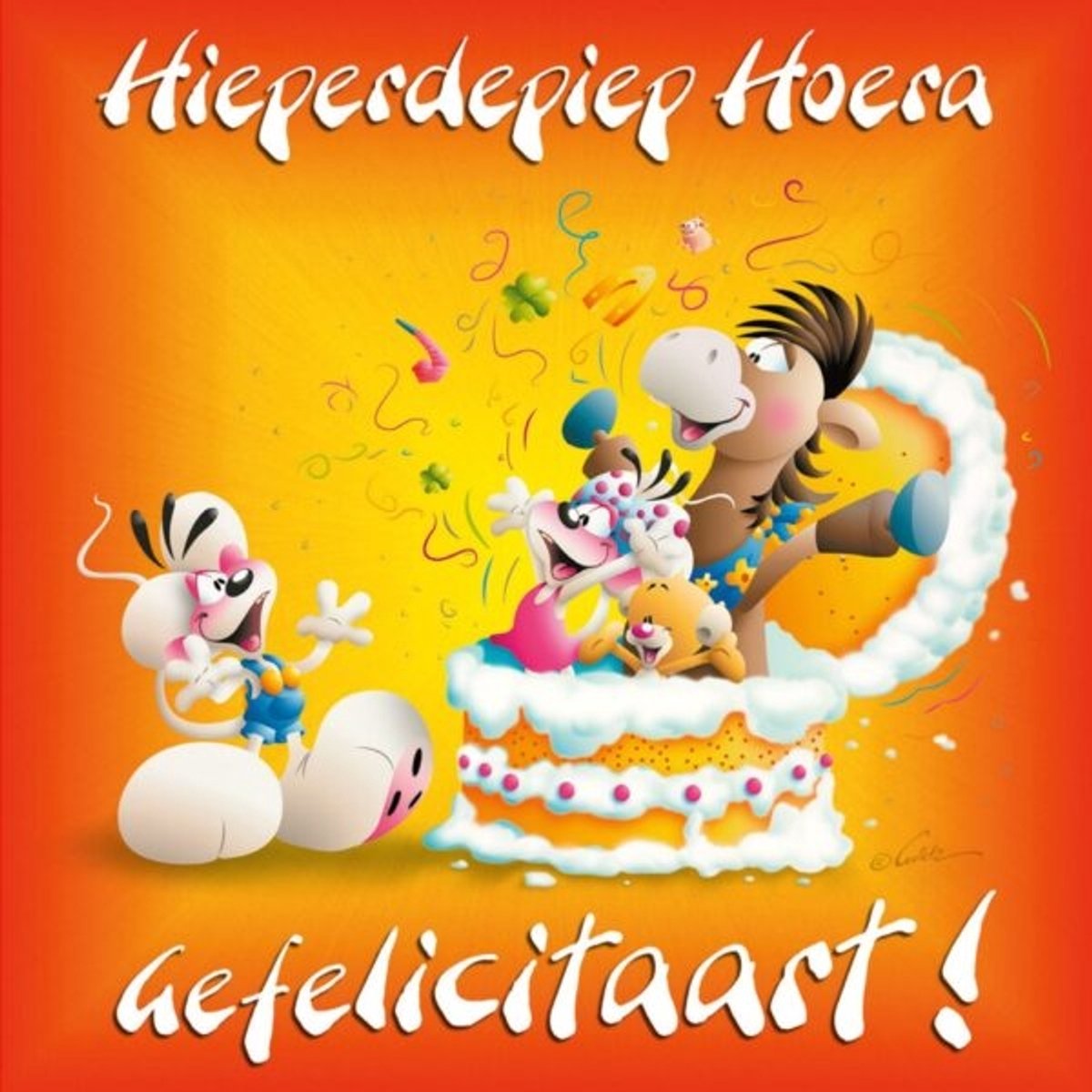 Diddl - 3d hologram wenskaart - Hieperdepiep Hoera GefeliciTAART!