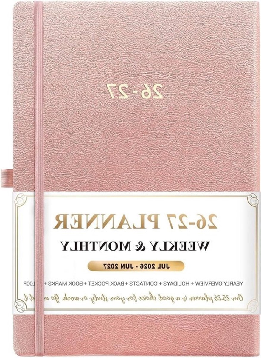 2026 Planner - Maand- en weekplanner - Afspraken Plannen - Met Tabbladen - 85" x 57" - Roze