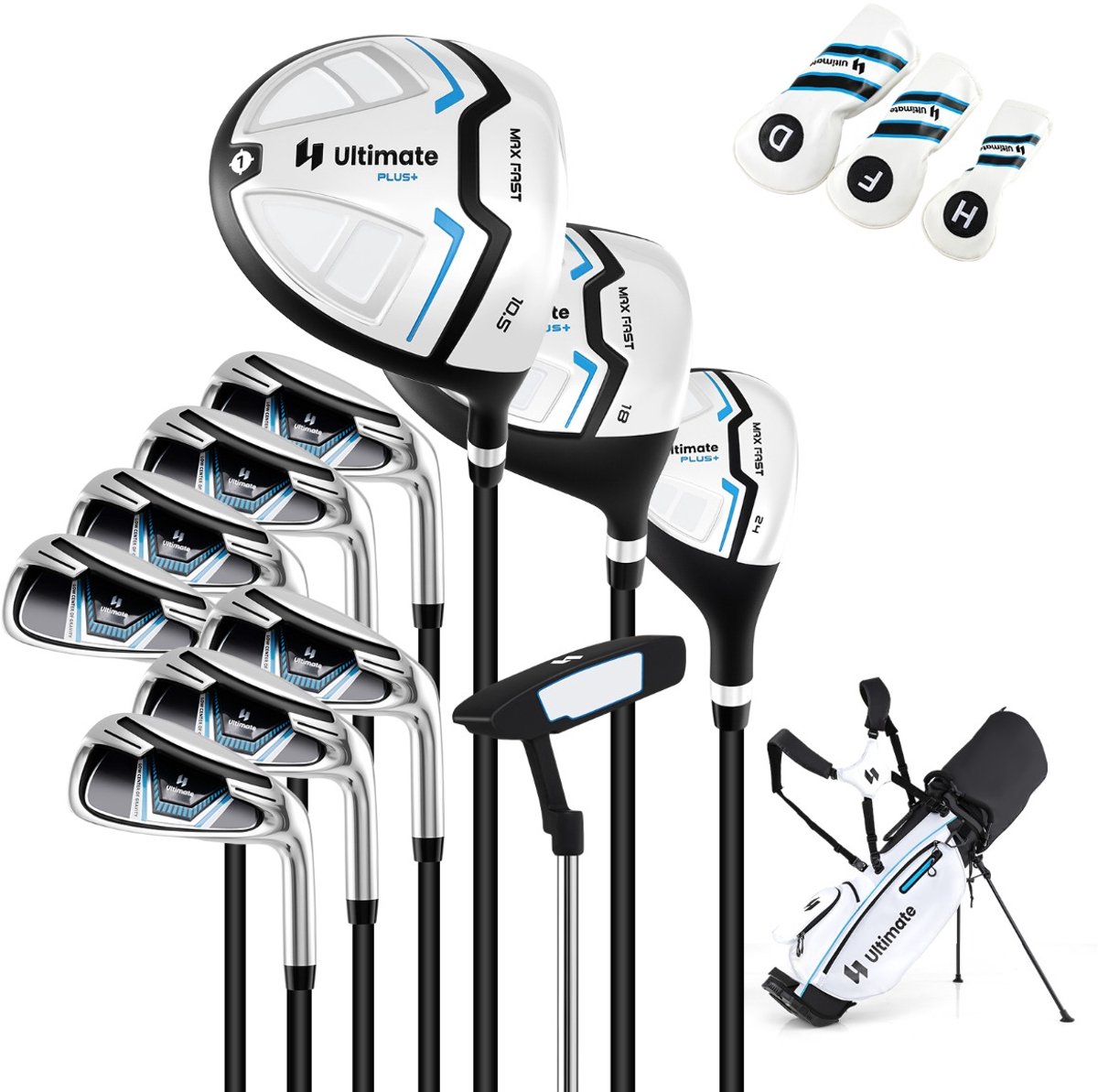 SureDeal® - Golf - Delige Complete Clubset - Golftas - Regenhoes Wit - 28x20,5 cm - Wit